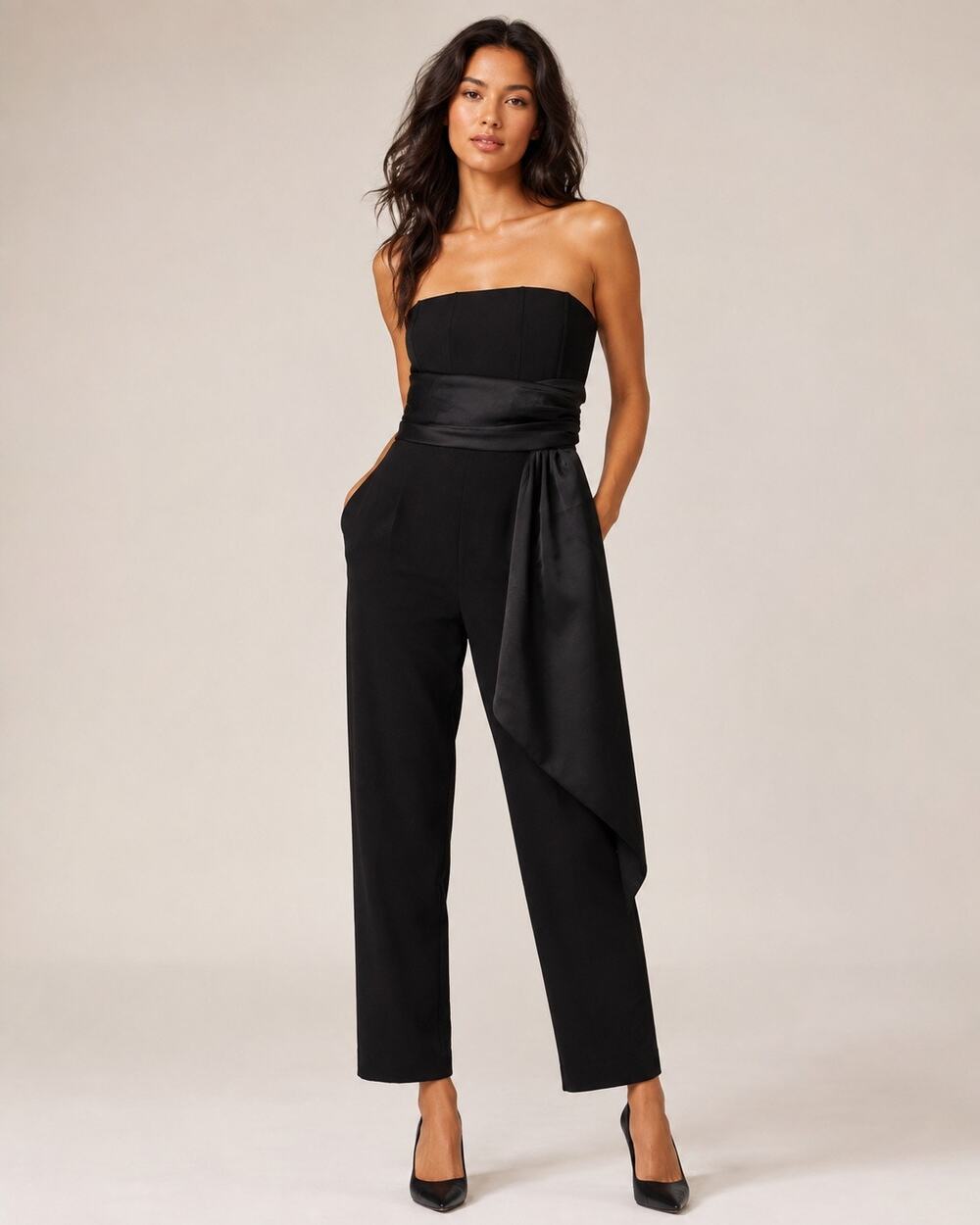 Steve Madden Black Strapless Jumpsuit Formal Cocktail NWT S